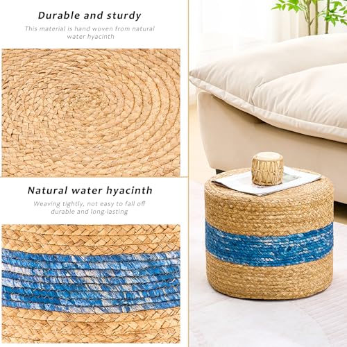 Handwoven Water Hyacinth Ottoman Pouf