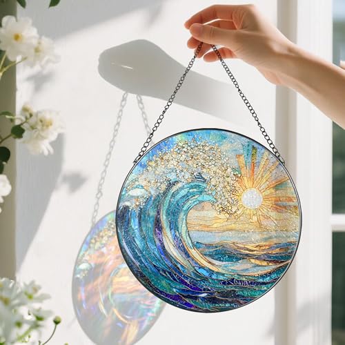 Sea Wave Stained Glass Suncatcher