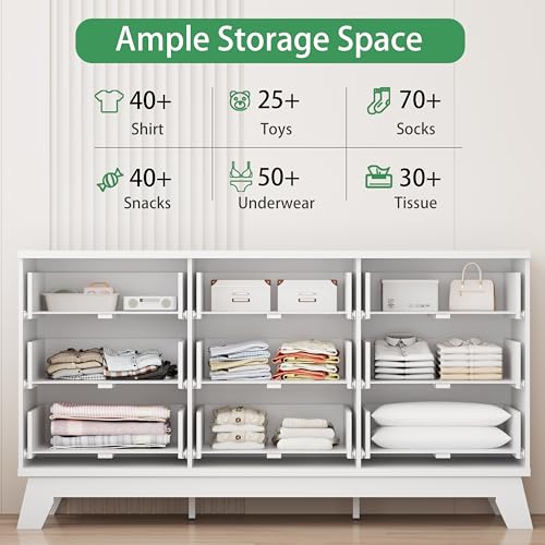 Fluted Dresser for Bedroom with 9 Drawers