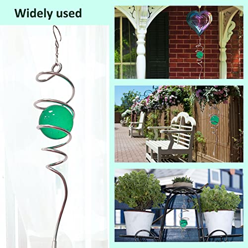 Wind Spinner Tail Gazing Ball Spiral Decorative Wind Spinners Sun Catcher 11inch Tail and 2 inch Glass Orb. Indoor Outdoor Garden Decoration Wind Spinner Stabilizer