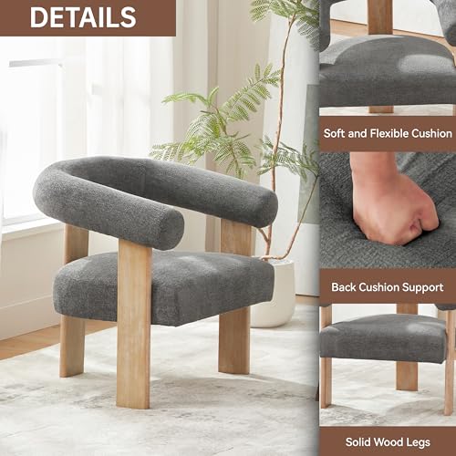 Barrel Accent Chairs Set of 2 with Armrests and Rubberwood Legs (2 Count)