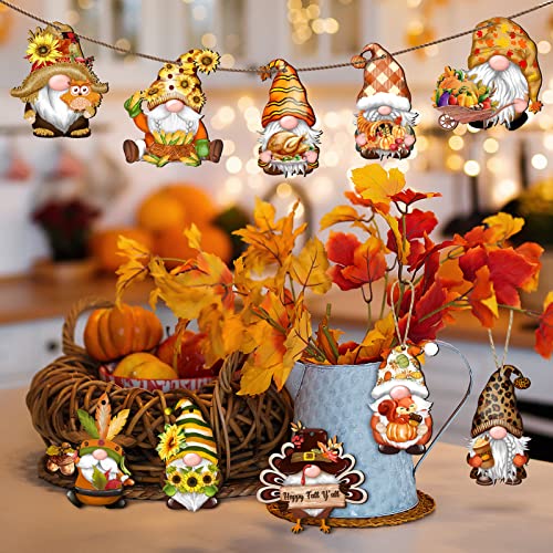 Fall Thanksgiving Gnomes Wooden Hanging Ornaments