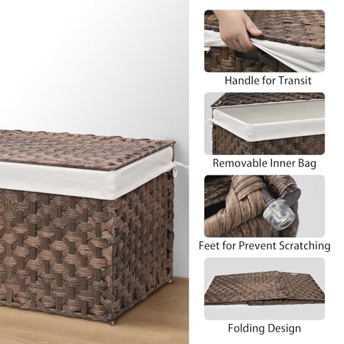 Large Wicker Storage Basket with Lid