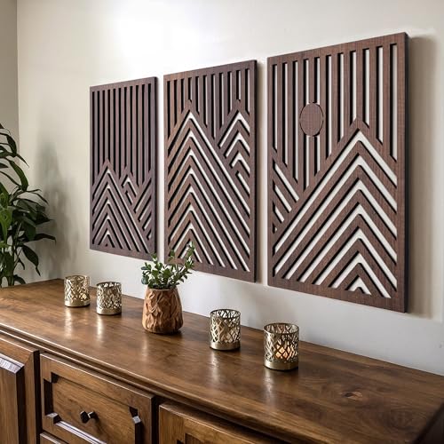 Modern Wooden Wall Sculptures (3 Count)