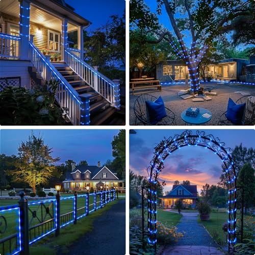 2 Pack 100 LED Blue Solar Rope Lights (72 Foot)