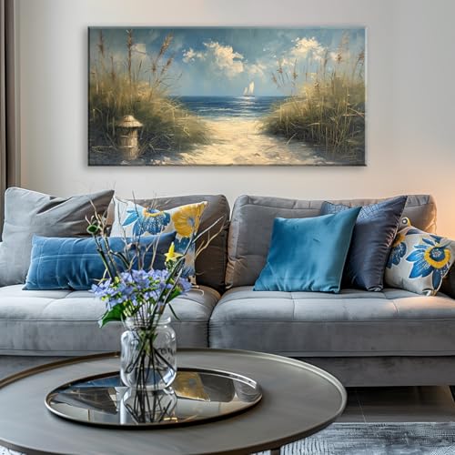 Beautiful White Sandy Beach by Seaside Landscape Wall Art Decor Artwork for Bedroom Living Room