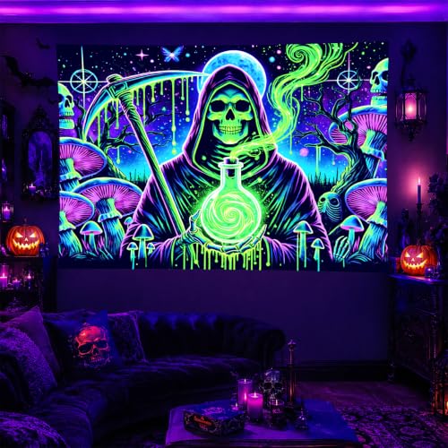 Halloween UV Tapestry Grim Reaper Bedroom Decor 78 x 59 Inch