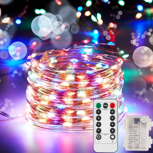 1 Pack 65.6 Ft. Battery Operated Outdoor String Lights with Remote & Timer