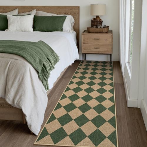Checkered Easy Jute Kitchen Runner Rug