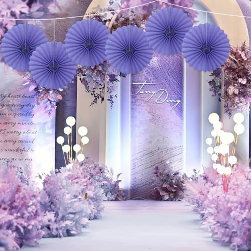 Purple Party Decorations Purple Paper Fans Bulk 16inch DIY Set