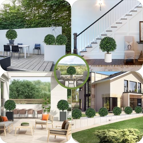 2 Pack UV Resistant Artificial Boxwood Plants Outdoor Topiary (2 Count)