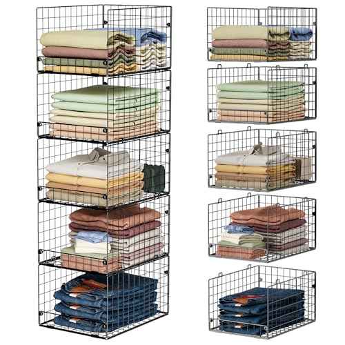 5 Tier Stackable Closet Storage Baskets