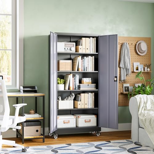 Metal Garage Storage Cabinets with Lock Door and Adjustable Shelves