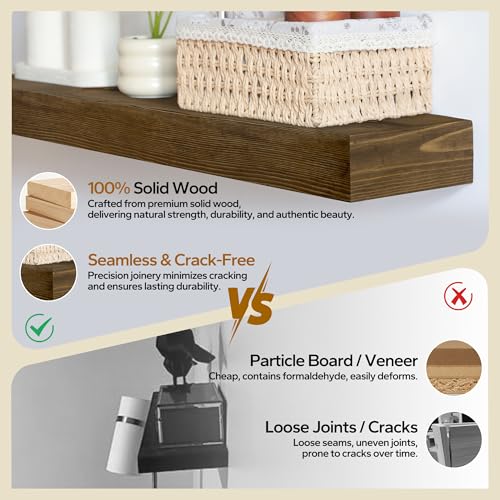 Floating Shelves 3 inch Thick for Wall Set of 2 (2 Count)