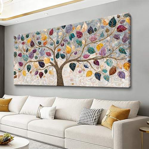 Boho Tree Of Life Colorful Canvas Wall Art Decor For Living Room 20×40 in