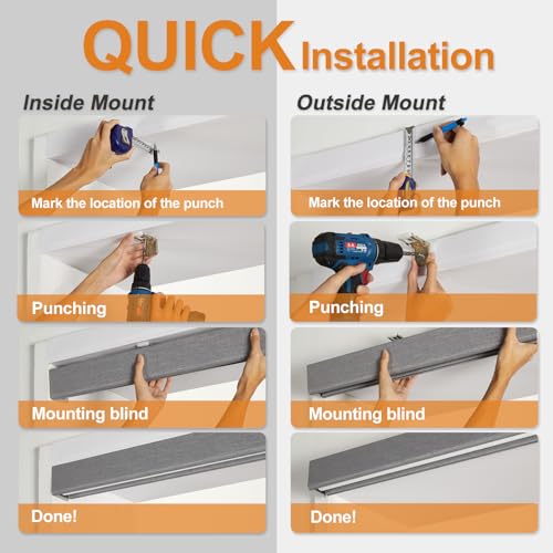 Blackout Roller Shades for Indoor Windows with Upgraded Cassette