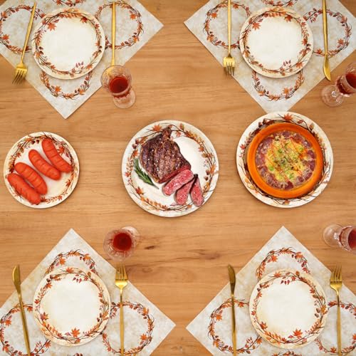 200 Pcs Fall Paper Plates and Napkins (50 Count)