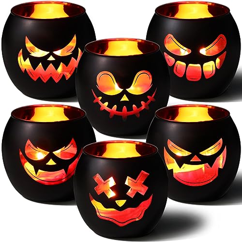 Black Halloween Table Centerpieces Candle Holders 6PCS (6 Count)