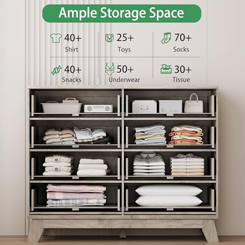 Fluted Dresser for Bedroom with 8 Drawers