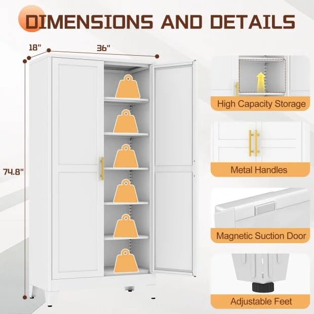 75" Metal Kitchen Pantry Cabinet