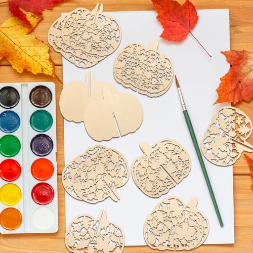 DIY 3D Fall Pumpkin Wood Crafts to Paint for Kids Adults (24 Count)
