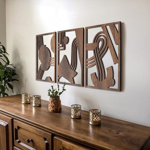 Modern Wooden Wall Sculptures (3 Count)