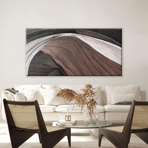 Canvas Art Wall Decor Brown Abstract Wall Art For Living Room Modern Canvas Prints Pictures Black And White Wall Art For Hotel Home Wall Decor 24x48 Inch