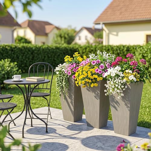 28 in Tall Planters for Outdoor Plants with Drainage Holes (3 Count)