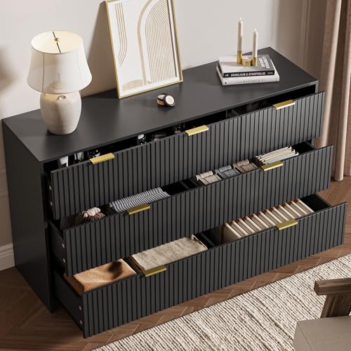 Black 7 Drawer Dresser for Bedroom