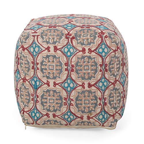 Boho Handmade Fabric Cube Pouf Ottoman Foot Stool