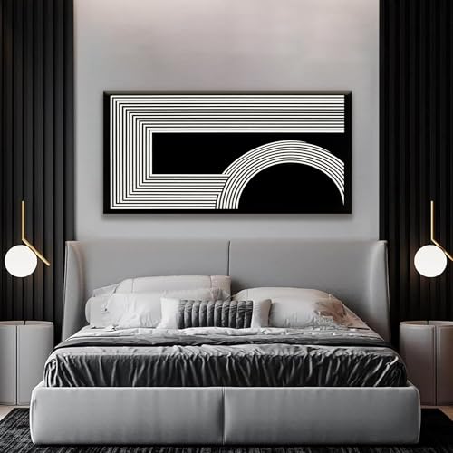 Canvas Art Wall Decor Modern Line Art Prints Black And White Abstract Art Print Painting Modern Artwork Decorations For Living Room Pictures For Bedroom Office Home Wall Decor 24 X 48 In