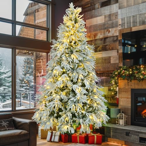 7.5FT Pre Lit Spruce Snow Flocked Artificial Christmas Tree (34.28 Count)