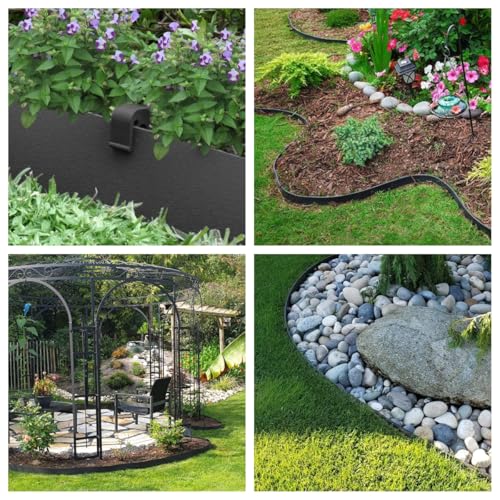 Anleolife 100ft Flexible Plastic Landscape Edging Coil with 30 Stakes
