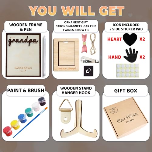 10" Hands Down Best Grandpa Ever DIY Handprint Kids Gifts Frame with Paints
