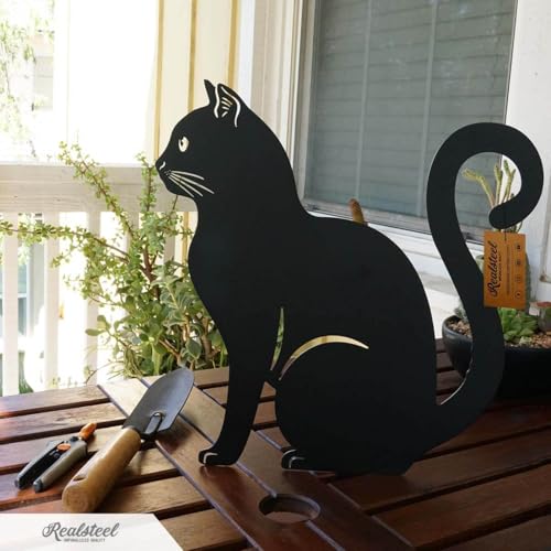 I 3 Pack Steel Cat Garden Decor I Outdoor Yard Decorations I Gift for Cat Lovers I Lawn Ornaments and Statues I Garden Signs Decorative Outdoor