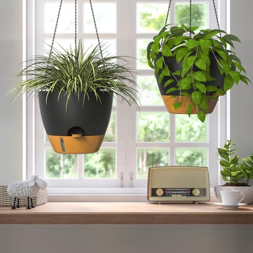 12 Inch Large Self Watering Hanging Planters for Indoor Outdoor Plants