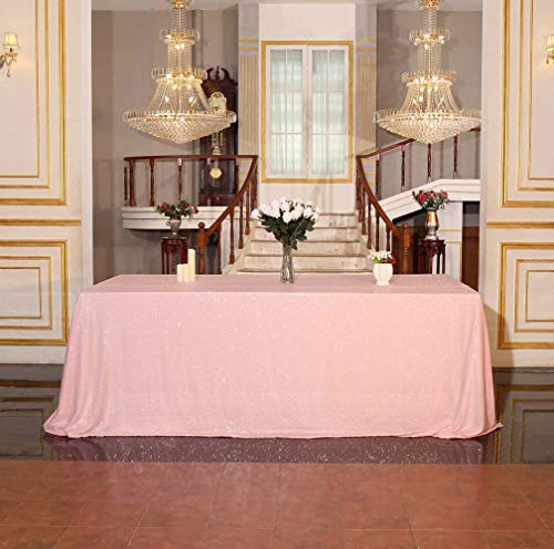 Sequin Tablecloth 90x132 Inch Pink for Birthday Wedding Party