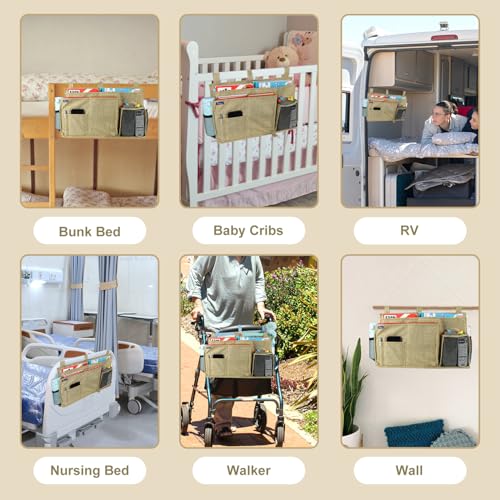Bedside Caddy Hanging Bed Organizer Storage Bag Pocket for Bunk and Hospital Beds