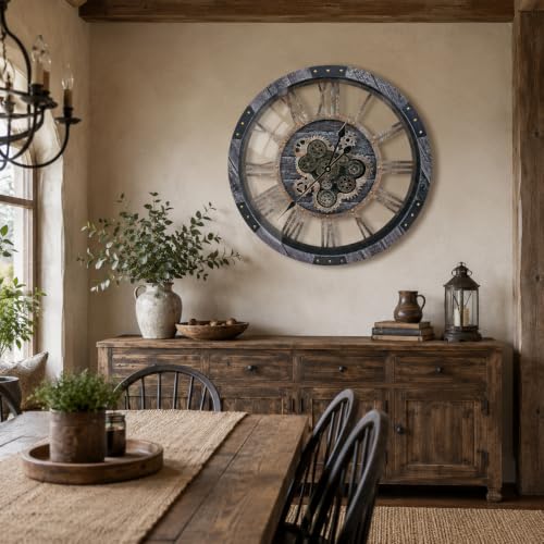 30" Large Moving Gears Wall Clock for Living Room Decor Office Home