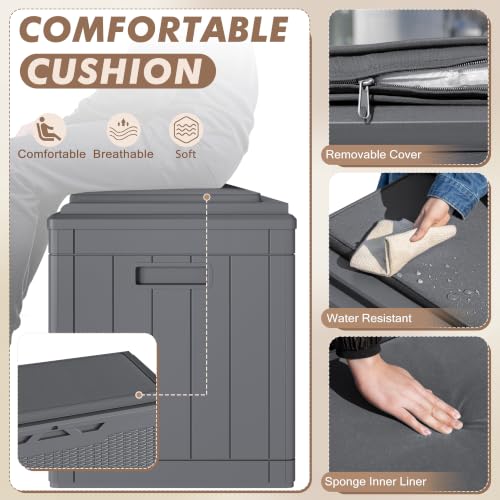 100 Gallon Deck Box Waterproof Outdoor Storage Box with Cushion