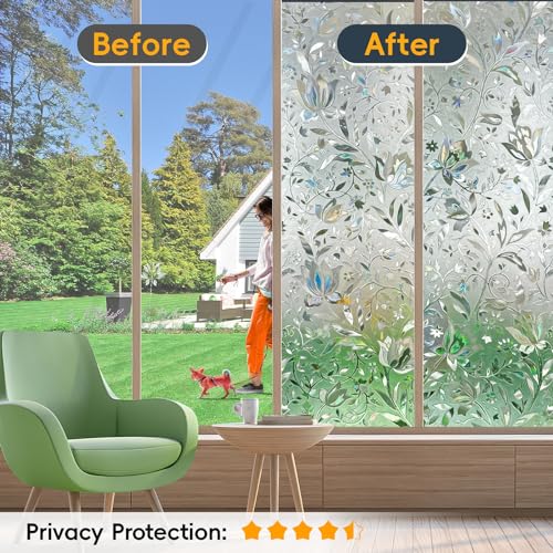 Reusable Static Cling Rainbow Window Privacy Film Decorative
