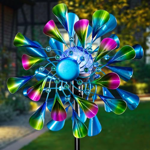60'' Wind Spinner with Color Glass Ball Solar Lights