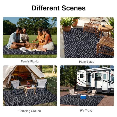 Outdoor Rug 6x9 ft Waterproof Reversible Floral Mat