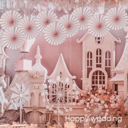 Pink Birthday Decorations DIY Pink Paper Fans Set Hanging Decoration 12in (30 Count)