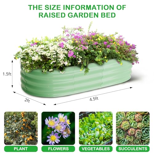 2 Pcs 4.5x2x1.5ft Oval Raised Garden Bed (2 Count)