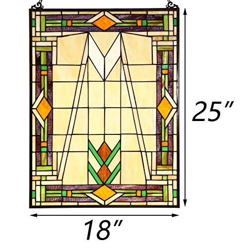 W10029 Mission Tiffany Style Stained Glass Window Panel