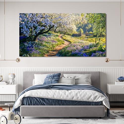 Large Modern Green Wall Art for Living Room Flower Tree Wall Art 29"X58"