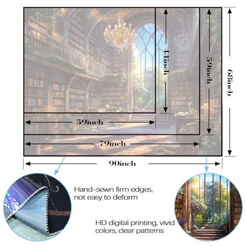 Vintage Library Tapestry Medieval Bookshelf Tapestries Wall Hanging Fantasy Academia Hall Book Backdrop Small Tapestry for Bedroom Living Room Dorm Classroom 60 x 44 inch