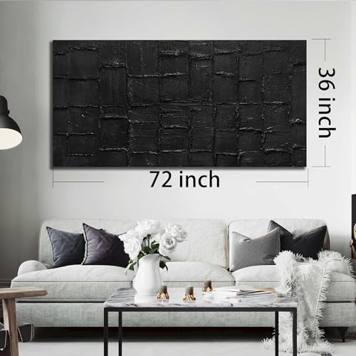 Minimalist Wall Paintings for Office Extra Large Canvas Wall Art for Dining Room Black Abstract Pictures for Living Room Size 36 x 72 Inch