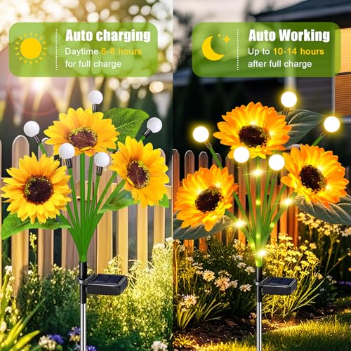 6 Pack Solar Sunflower Lights Waterproof Outdoor (2 Count)
